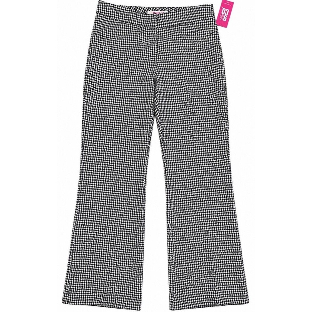 9 & Co Women’s Pants Sz. 6 Black & Ivory Houndstooth Flare Leg Modern Fit NWT